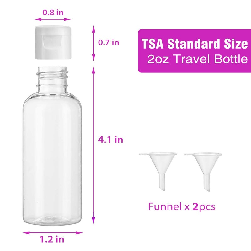 Dabacc 30 Pcs 2 oz Clear Plastic Empty Bottles with Flip Cap for Travel Size Liquids - Image 2